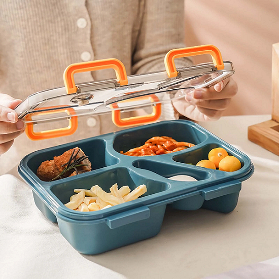 4 Compartments Lunch Box with Tableware