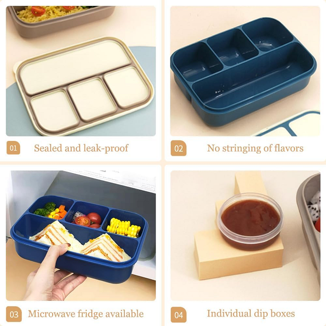 fresh Contrast color single-layer 4 grids 1.3L lunch box