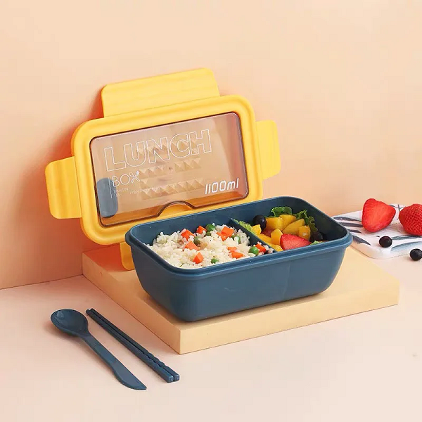 recycled Rectangle 2 compartment bento box 1.1L