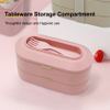 Reusable Wheat Straw Double Layered Tied Strap Lunch Box