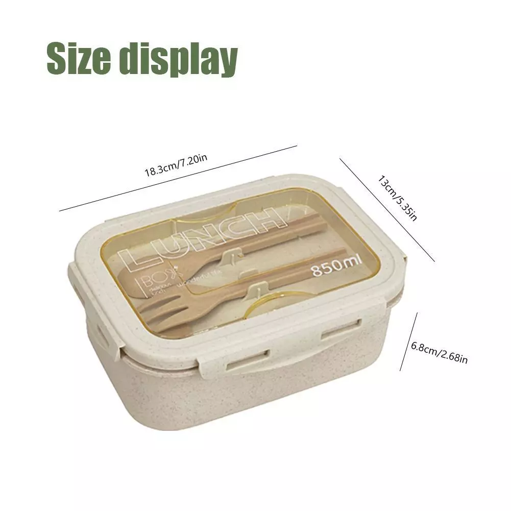 reusable Wheat Straw rectangular 2 grids lunch box (850ML)