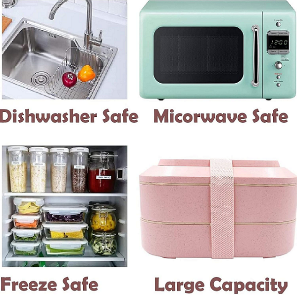 food-grade Wheat Straw Lunch Box +Square Soup Cup Set