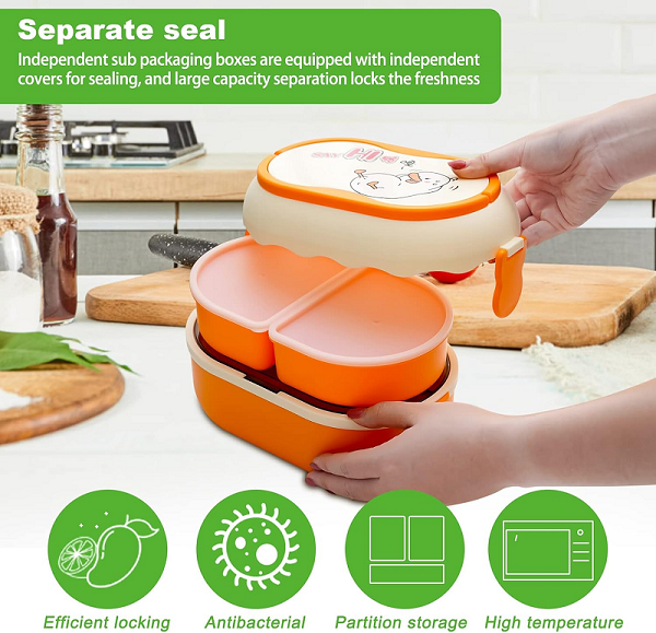 superb 1.7L Antibacterial double layer Divided Lunch box