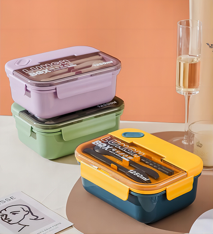  3 Compartments Lunch Box with Tableware