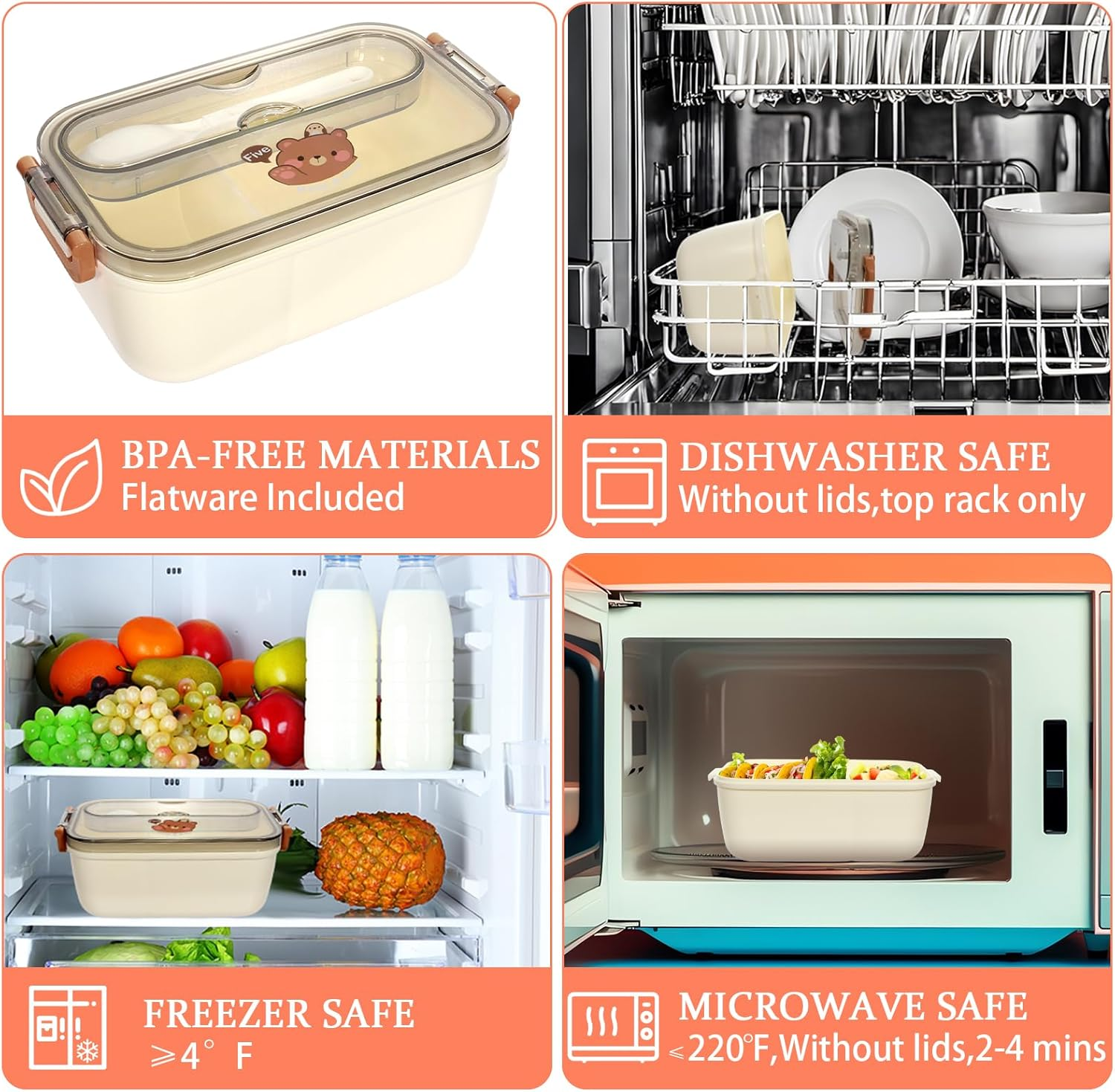 diswasher safe 2 compartments Lunch Box