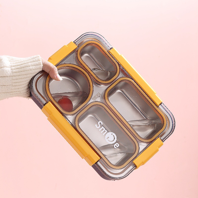 Transparent 304 stainless steel 4 grids kids lunch box