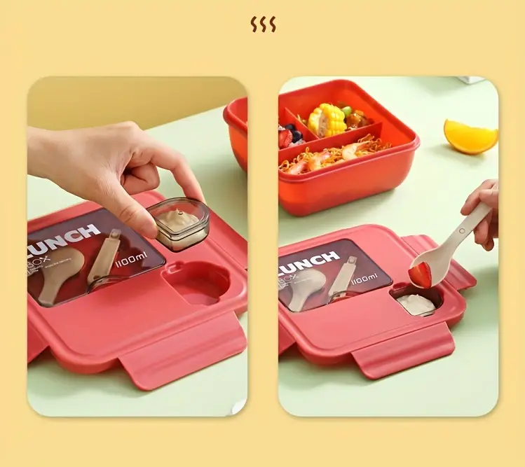 datachable Square bento box with sauce box