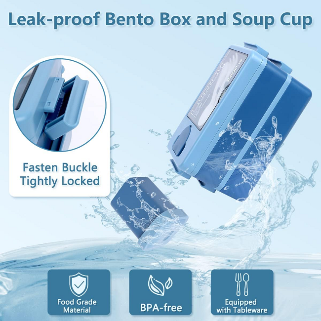 Superb 2L Double layered leak-proof Lunch Box+Sauce Box+Insulated Bag