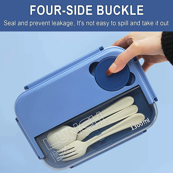 good-sealing Contrast color single-layer 4 grids 1.3L lunch box