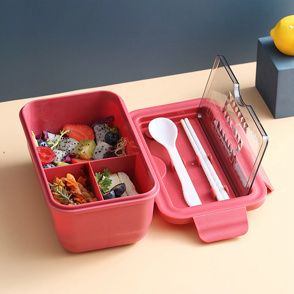 trendy Rectangle 3 compartment bento box 1.4L