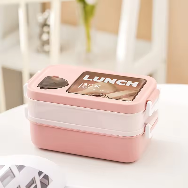 fashion Double layered bento box with sauce box