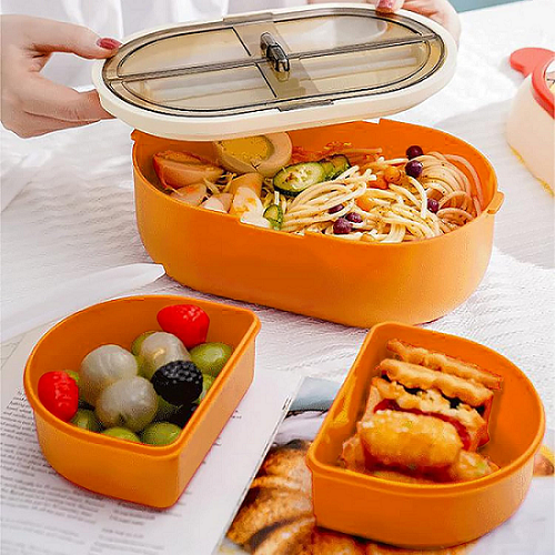 excellent Antibacterial cartoon stainless steel double layer lunch box