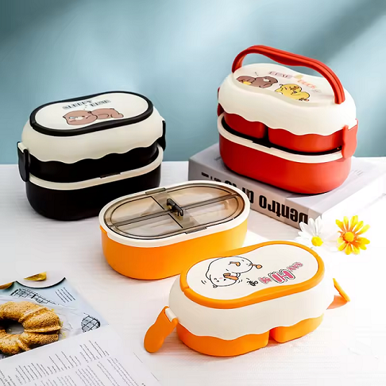high quality 1.7L Antibacterial double layer Divided Lunch box