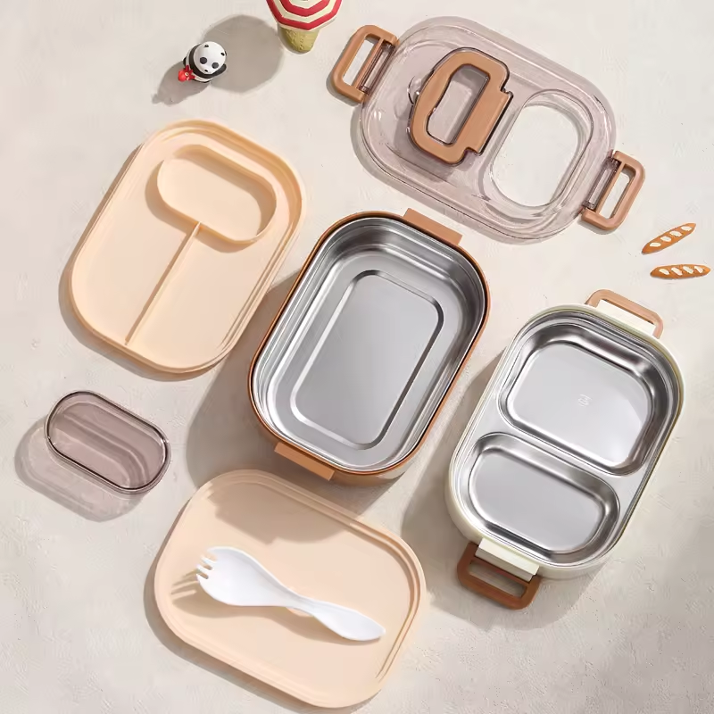 convenient 304 stainless steel lunch box student with sauce container