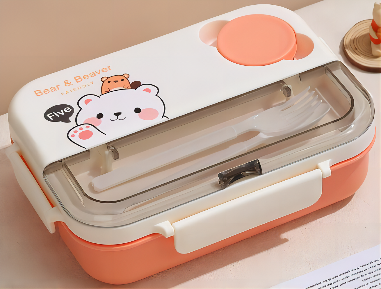 Plastic 4 Grids bento box School Kids Picnic 1250ml