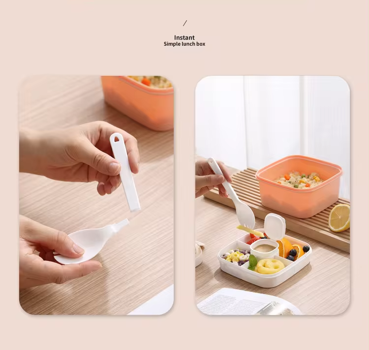 Children 4 Compartments Lunch Box With Cutlery