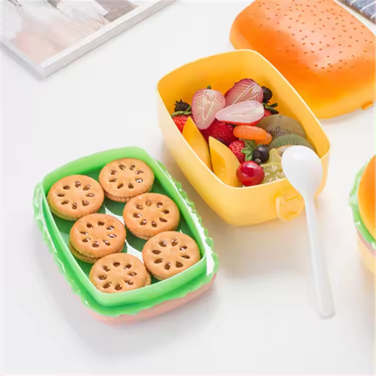 Portable Children School Hamburger Shape Lunch Box