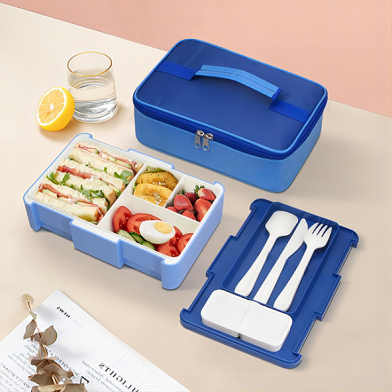 4 compartments sealed lunch box+insulation lunch bag hold lush food