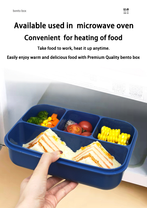 safety Contrast color single-layer 4 grids 1.3L lunch box