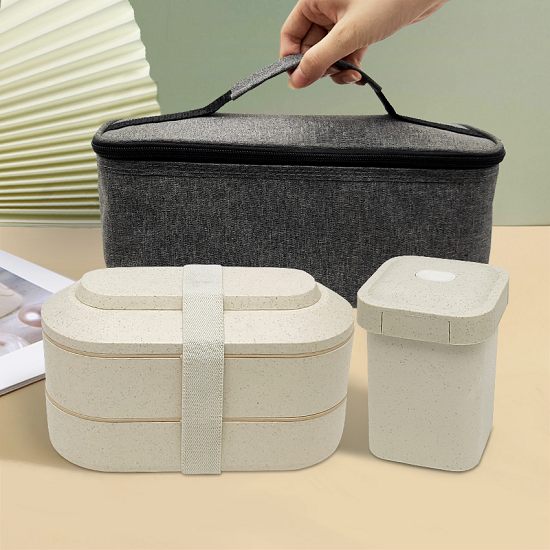 Sustainable Wheat Straw Lunch Box +Square Soup Cup Set