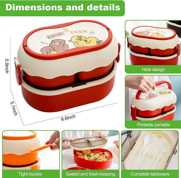 high-value 1.7L Antibacterial double layer Divided Lunch box