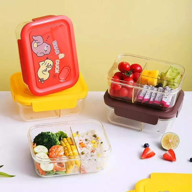 good-shape Single Layer cartoon pattern 3 grids Lunch Box