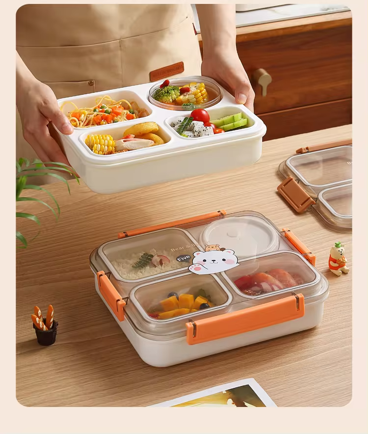 4 Grids PP Heated Thermal Lunch Box
