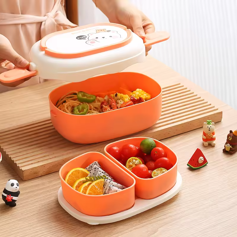PP Double Layers Compressed lunch box Kitchen Storage