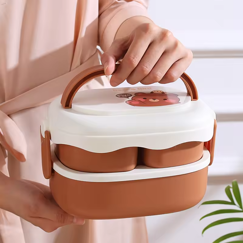 convenient 2 layer Compressed lunch box student