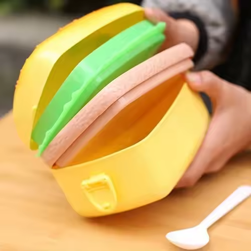 Hot Selling Hamburger Shape multi-Layer Plastic Lunch Box