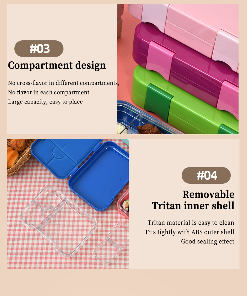 Movable 6 Compartments Insulated Lunch Box
