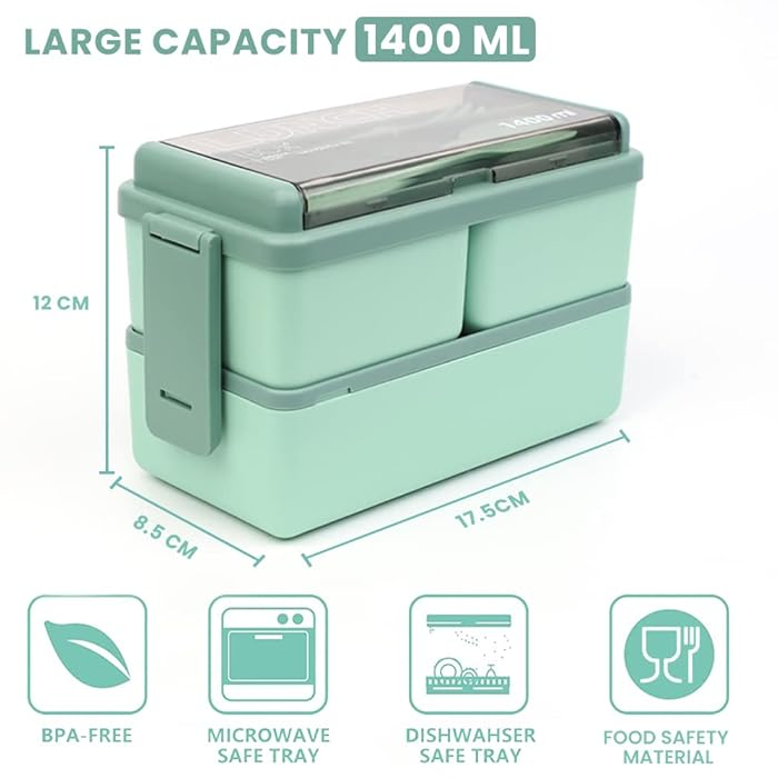 excellent 1400ML Double layered 4 grids lunch box+Thermal bag