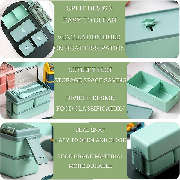 long-lasting PP material Double layered lunch box 1400ML