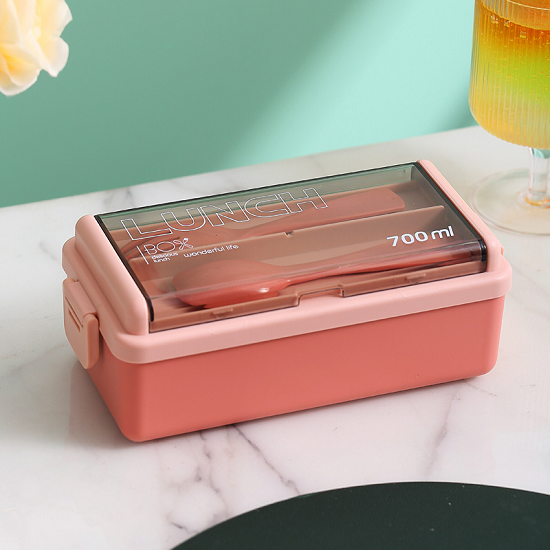 Generous 700ML Single layer 2 grids lunch box