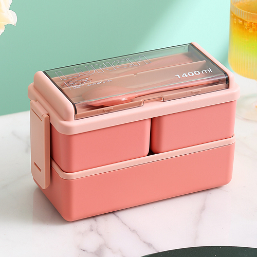 Long-lasting Double layered grid Sealed Lunch Box 1400ML