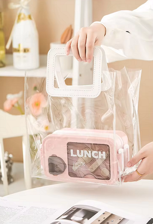 portable Double layered bento box with sauce box