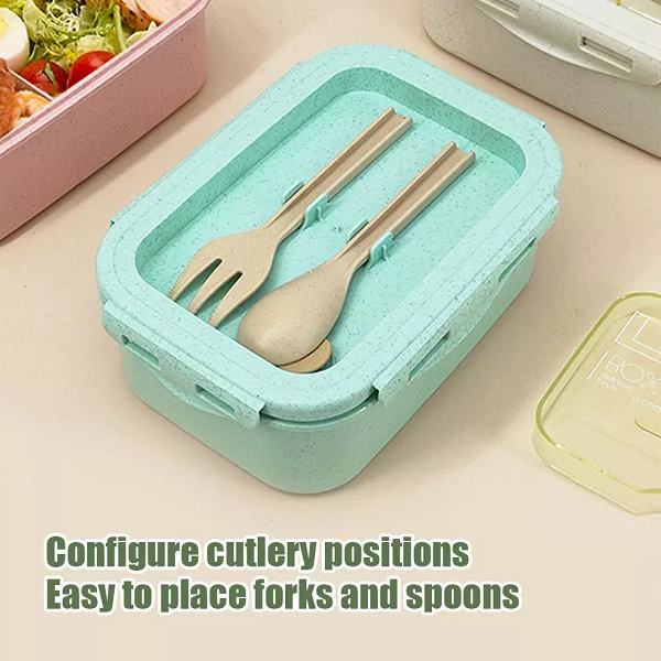 BPA free Wheat Straw rectangular 2 grids lunch box (850ML)