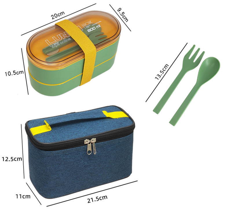 Personalized Double layered Tie strap lunch box+Insulation bag