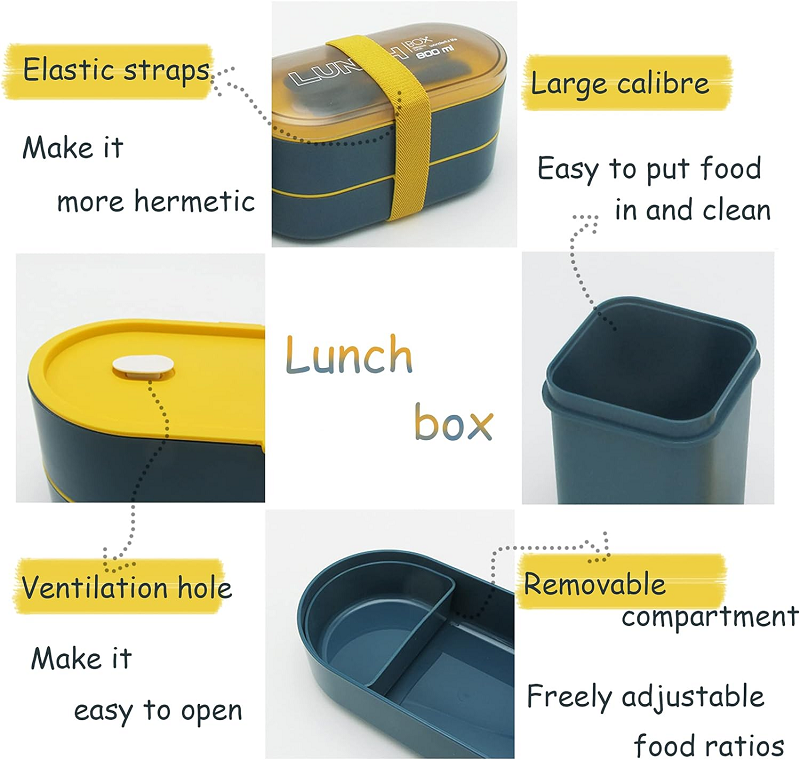 premium Double layered Tie strap lunch box soup cup set