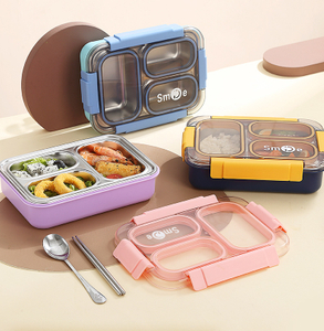 304 Stainless Steel 3 Grids Lunch Box for Children