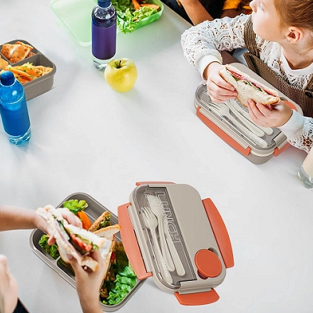 reusable Contrast color single-layer 4 grids 1.3L lunch box_439_439