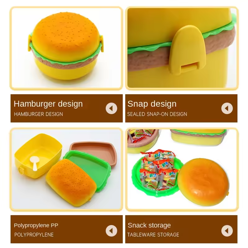 New Design Hamburger Shape Lunch Box With Tableware Se