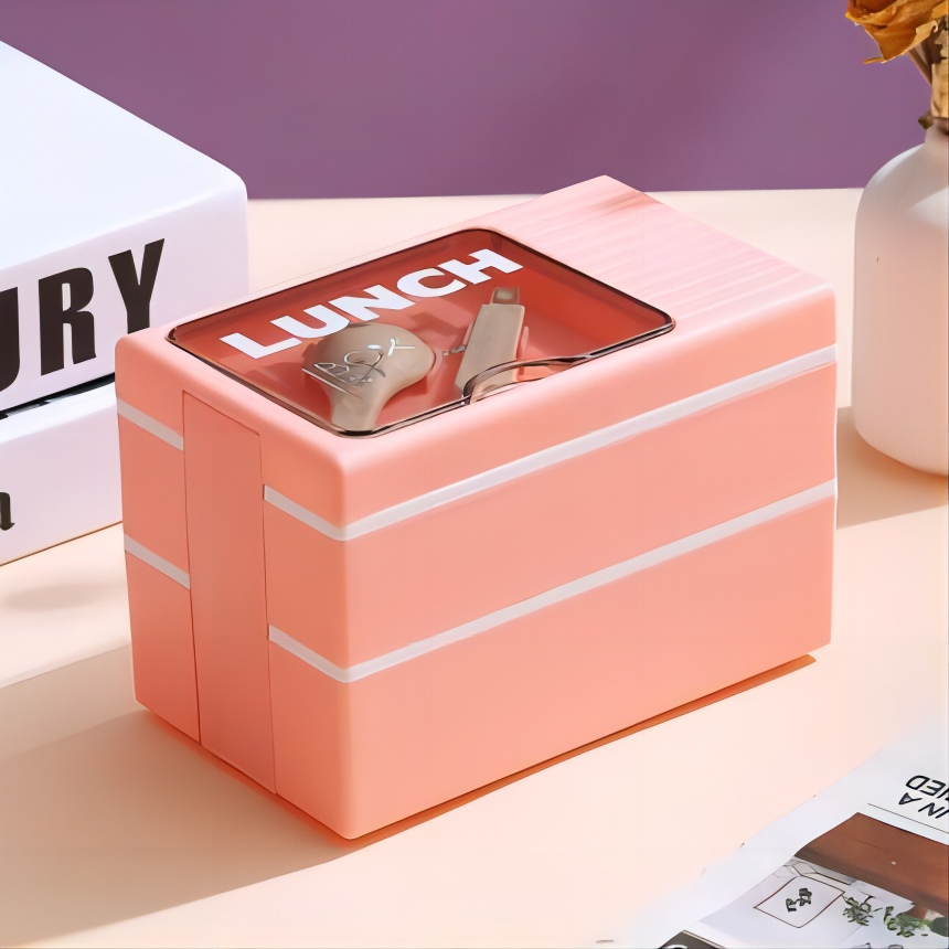 100% safe Korean style Double Layer Bento Box