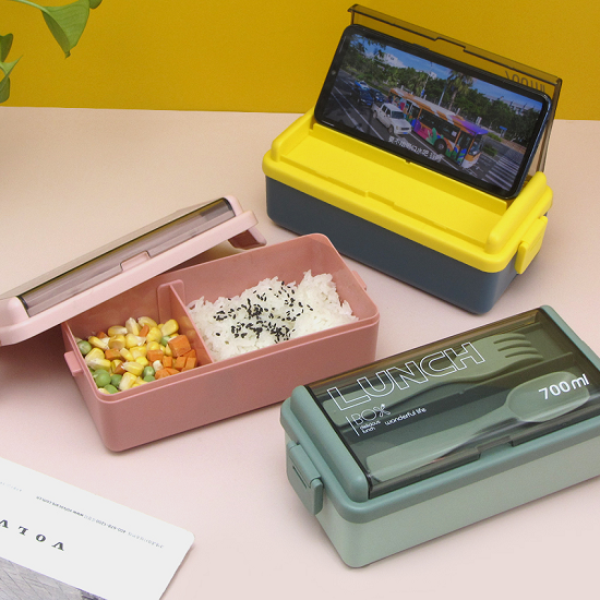 Good-shaped 700ML Single layer 2 grids lunch box