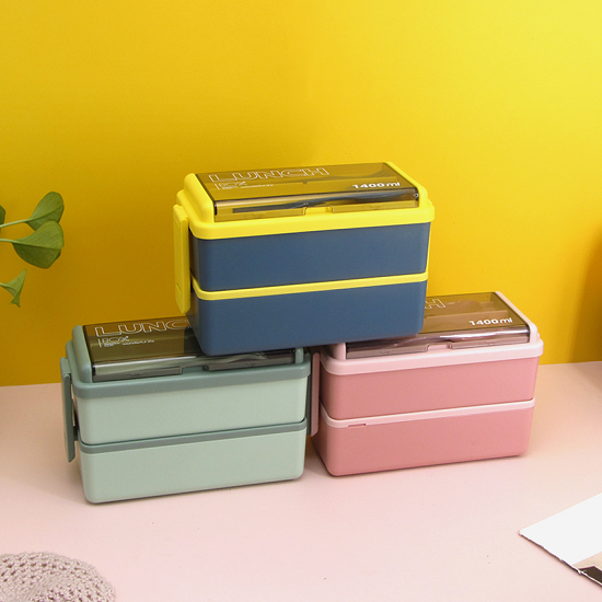 recycled PP material Double layered lunch box 1400ML