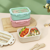 Wheat Straw Rectangular 2 Grids Lunch Box (850ML)