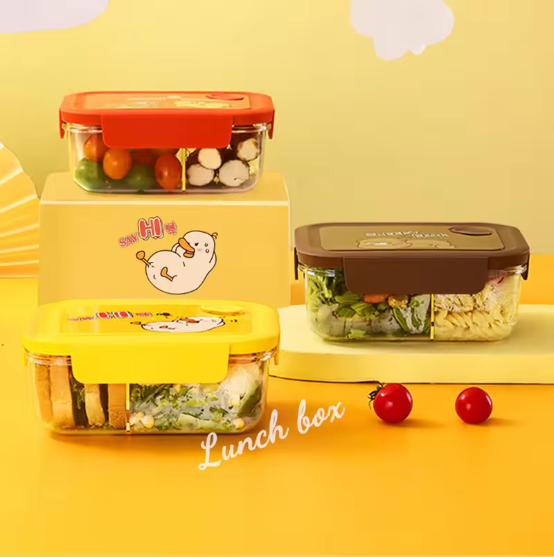 sturdy Single Layer cartoon pattern 3 grids Lunch Box