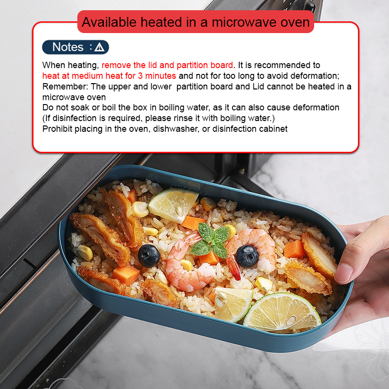 Microwaveable Double layered tie strap lunch box with inner compartment