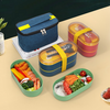 Popular Double layered Tie Strap Lunch Box+Insulation Bag with Inner Compartment