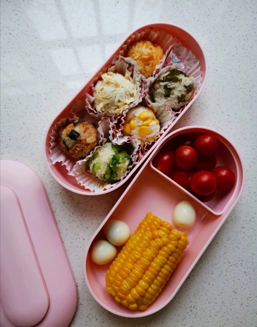 modern Double layered tie strap lunch box with inner compartment